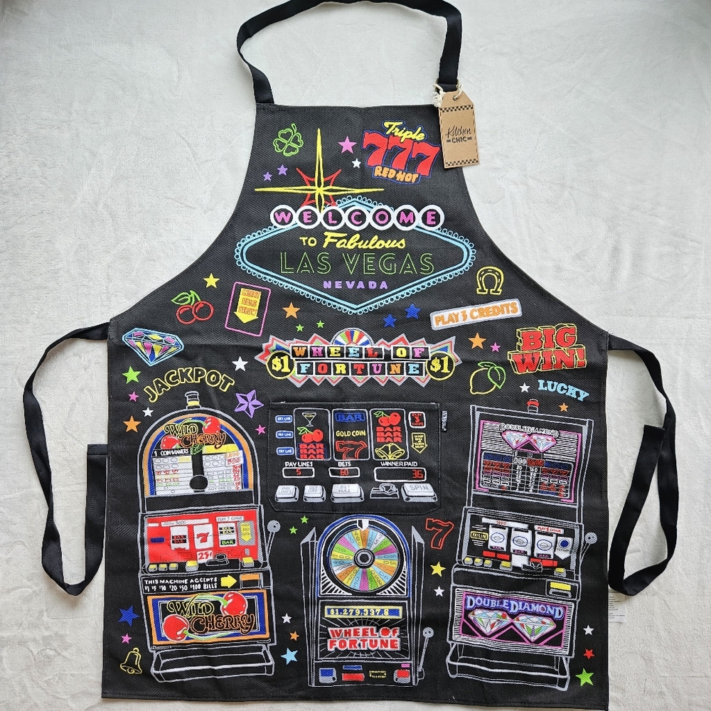 Kitchen Chic | Las Vegas Slot Canvas Pocket Apron | Unisex NWT Casino
